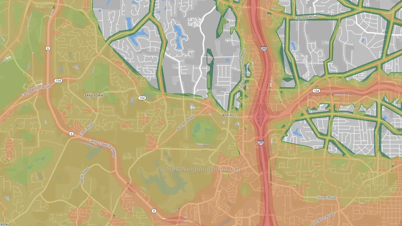 Ben Hill, Atlanta, GA Map of Noise Levels in Ben Hill
