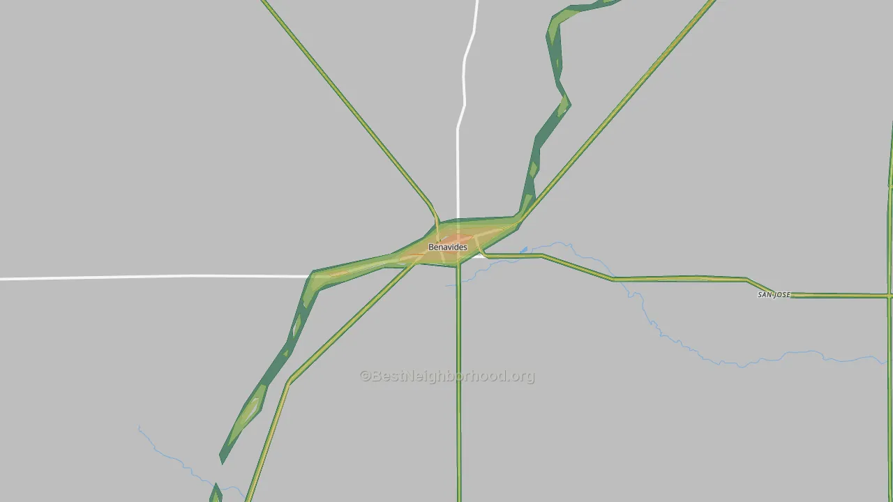 Benavides, TX Map of Noise Levels in Benavides