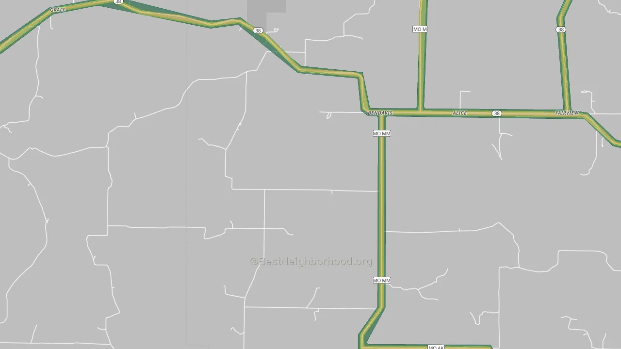 Bendavis, MO Map of Noise Levels in Bendavis
