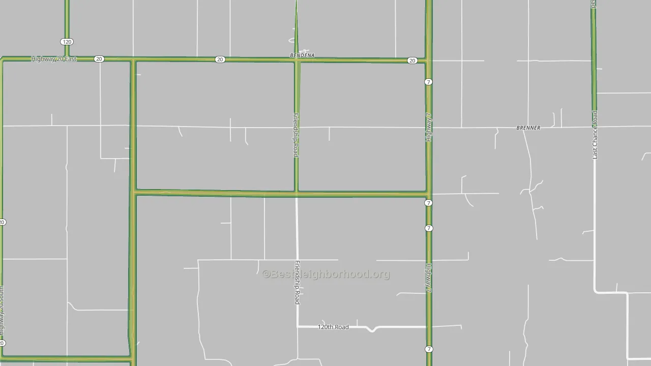 Bendena, KS Map of Noise Levels in Bendena