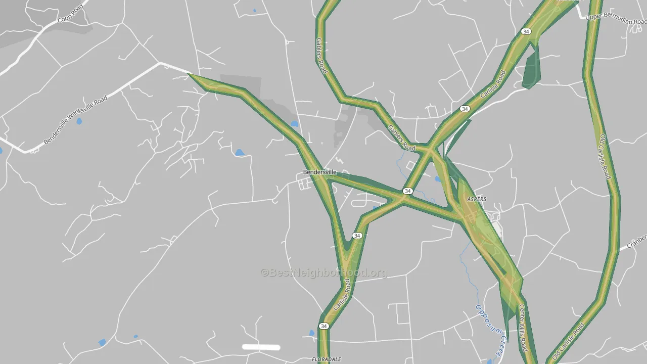 Bendersville, PA Map of Noise Levels in Bendersville