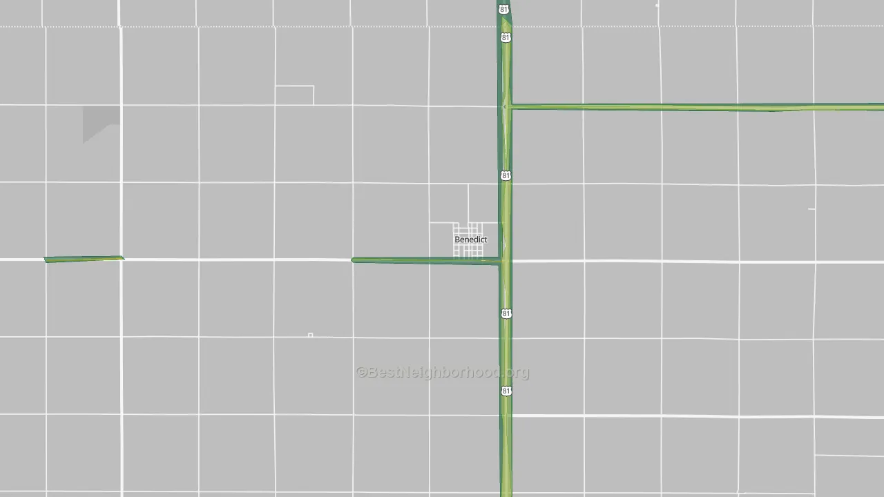 Benedict, NE Map of Noise Levels in Benedict