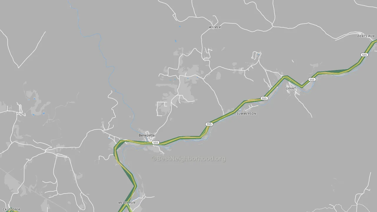 Benezett, PA Map of Noise Levels in Benezett