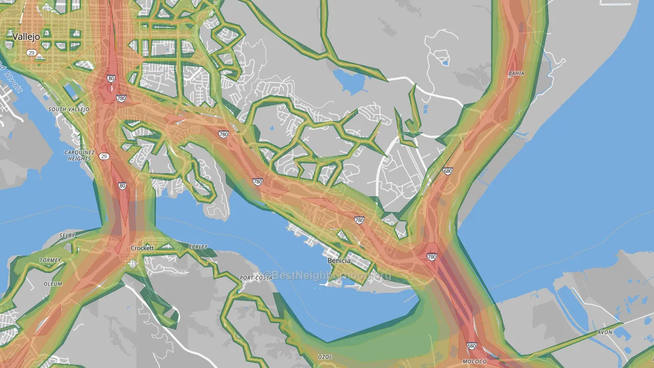 Benicia, CA Map of Noise Levels in Benicia