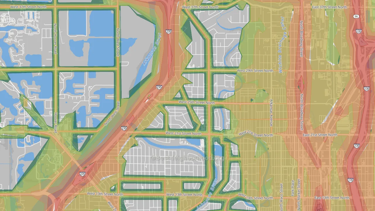 Benjamin Hills, Wichita, KS Map of Noise Levels in Benjamin Hills