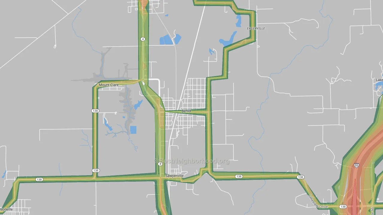 Benld, IL Map of Noise Levels in Benld
