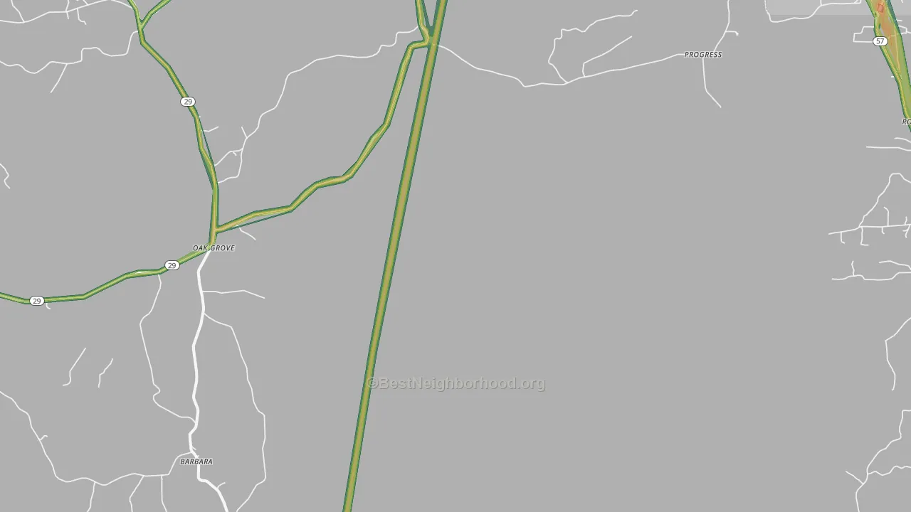 Benndale, MS Map of Noise Levels in Benndale
