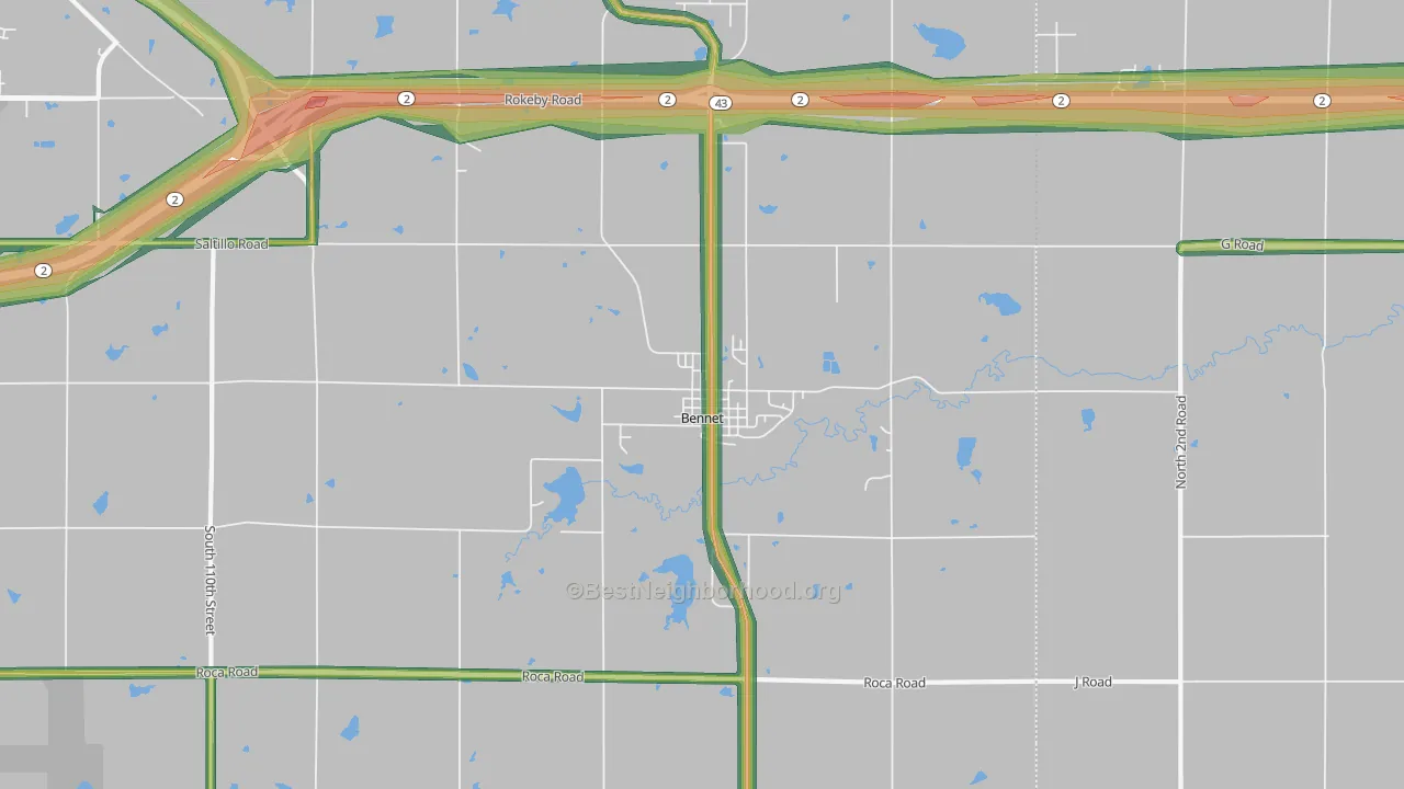 Bennet, NE Map of Noise Levels in Bennet