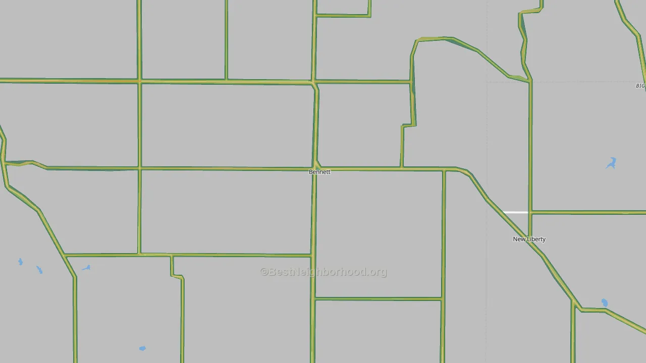 Bennett, IA Map of Noise Levels in Bennett