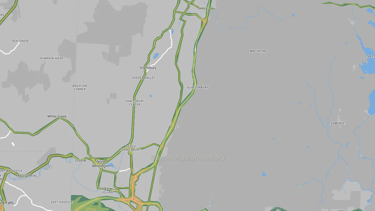 Bennington County, VT Map of Noise Levels in Bennington County