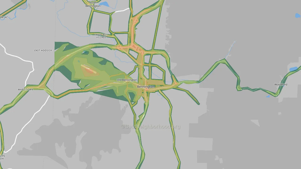 Bennington, VT Map of Noise Levels in Bennington