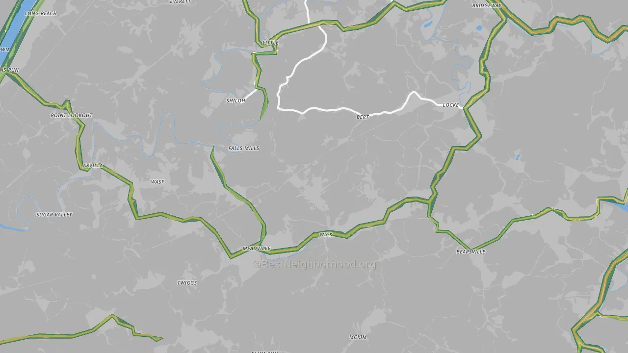 Bens Run, WV Map of Noise Levels in Bens Run