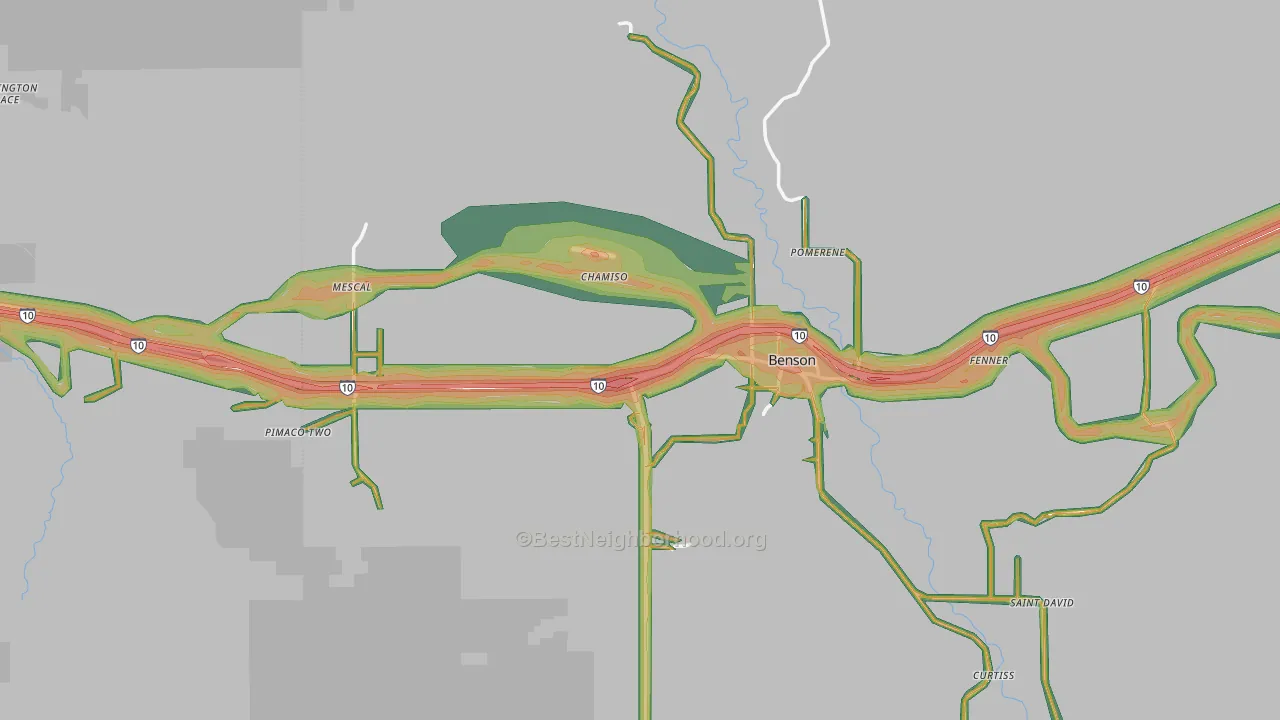 Benson, AZ Map of Noise Levels in Benson