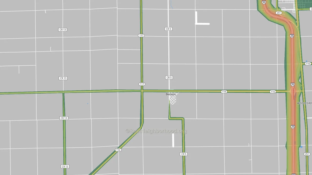 Benson, IL Map of Noise Levels in Benson