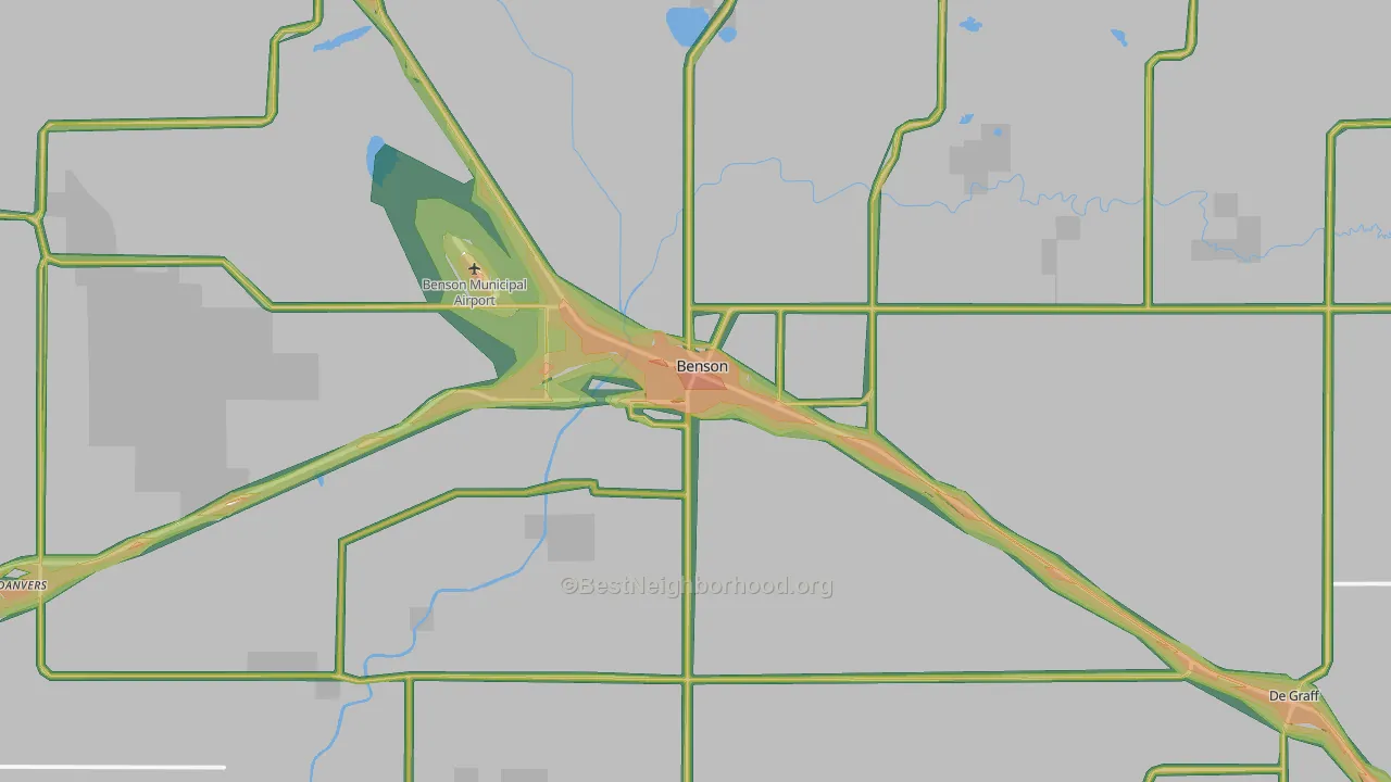 Benson, MN Map of Noise Levels in Benson