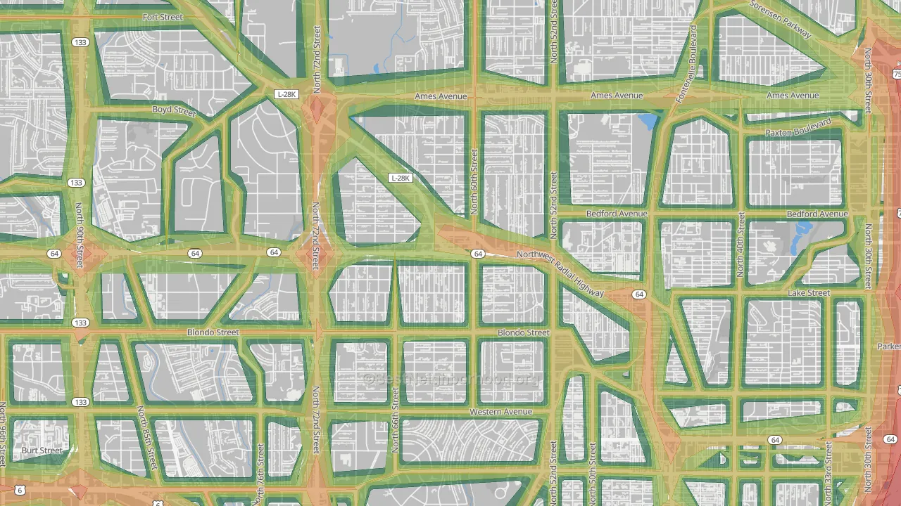 Benson, Omaha, NE Map of Noise Levels in Benson