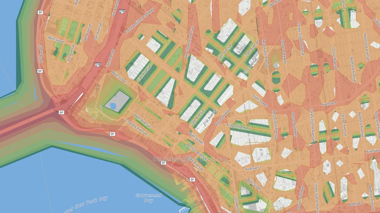 Bensonhurst, Brooklyn, NY Map of Noise Levels in Bensonhurst