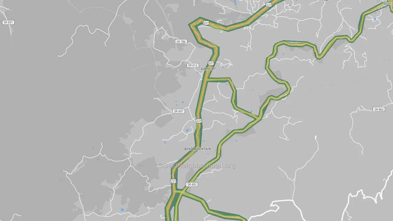 Bent Mountain, VA Map of Noise Levels in Bent Mountain