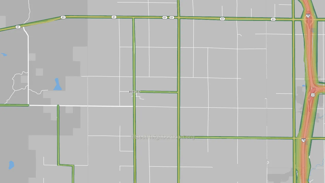 Bentley, MI Map of Noise Levels in Bentley