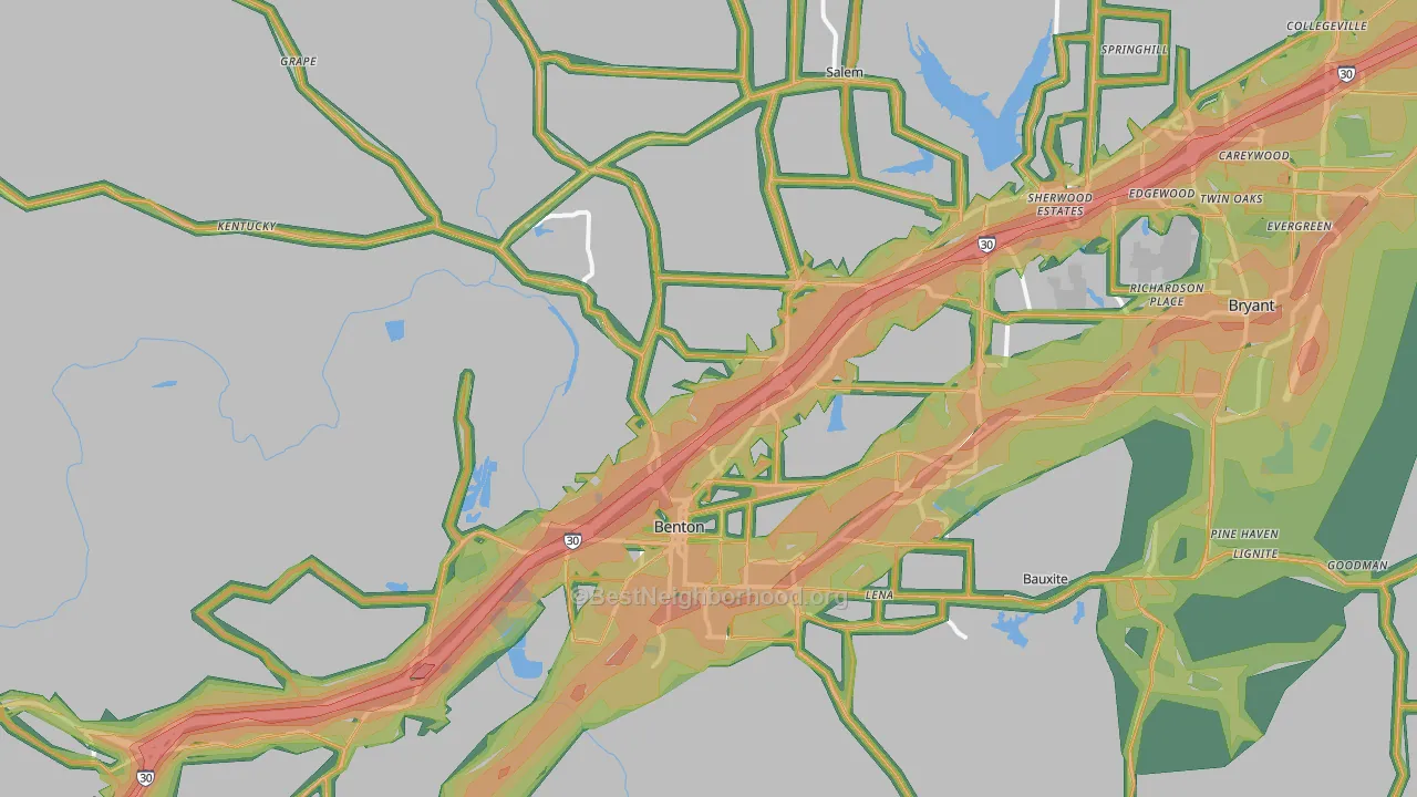 Benton, AR Map of Noise Levels in Benton
