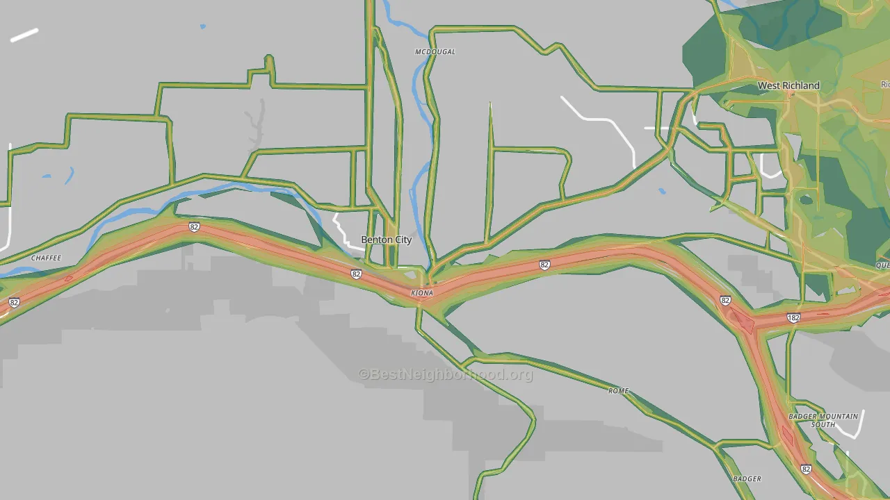 Benton City, WA Map of Noise Levels in Benton City