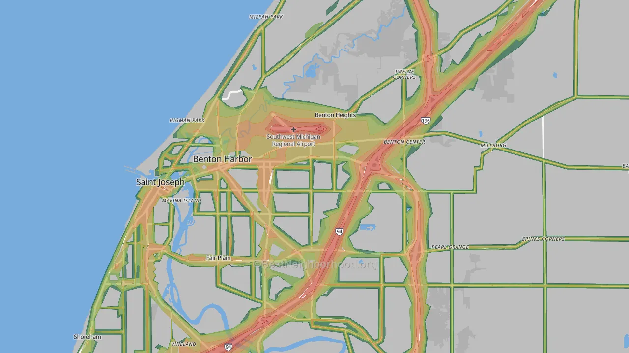 Benton Harbor, MI Map of Noise Levels in Benton Harbor