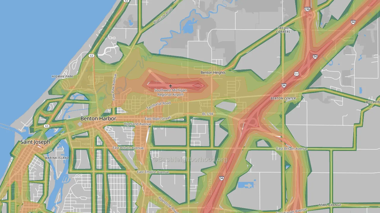 Benton Heights, MI Map of Noise Levels in Benton Heights