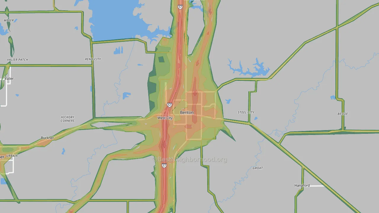 Benton, IL Map of Noise Levels in Benton