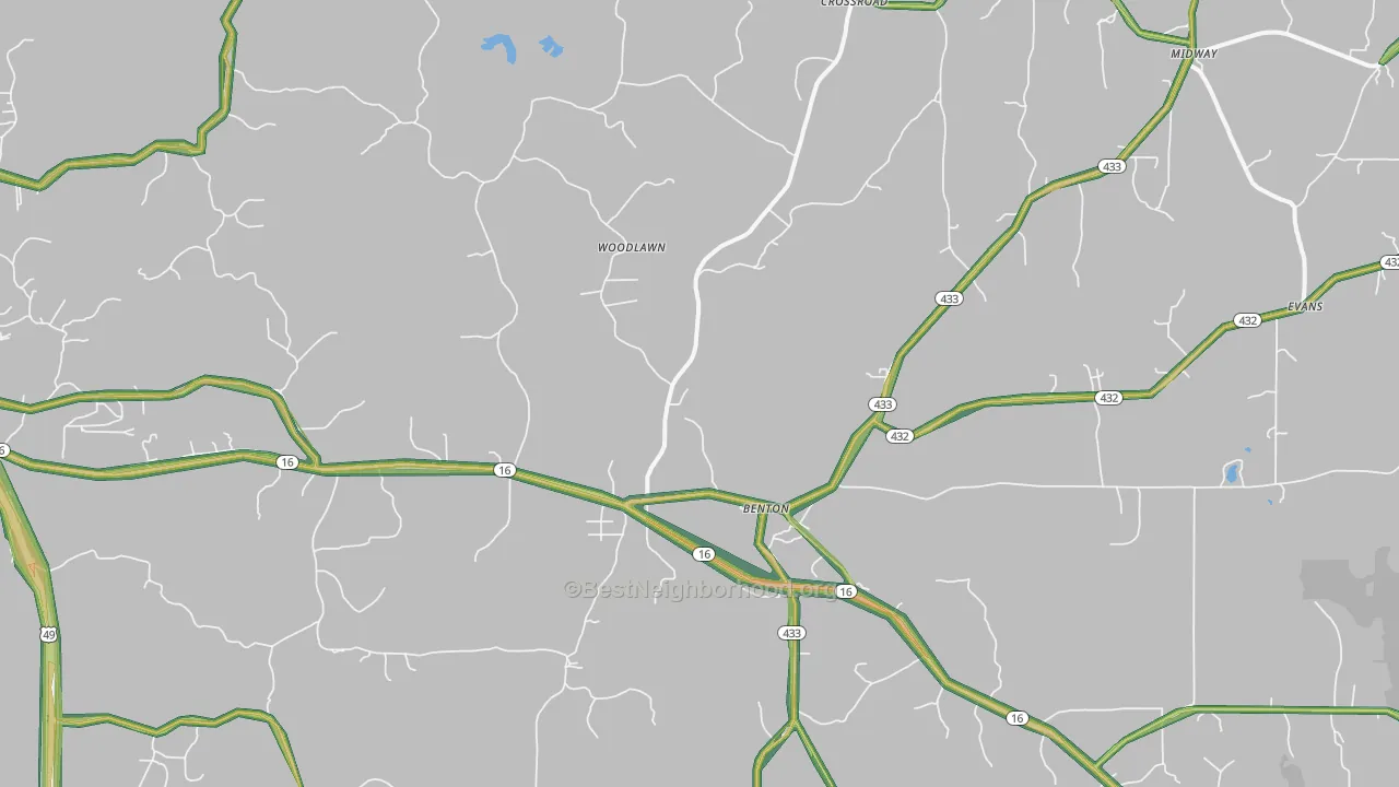 Benton, MS Map of Noise Levels in Benton