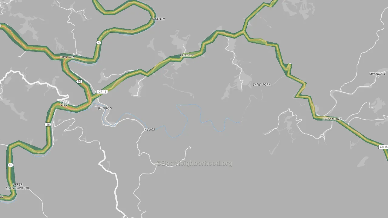 Bentree, WV Map of Noise Levels in Bentree