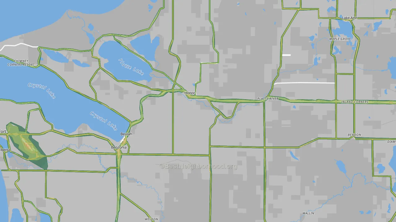 Benzie County, MI Map of Noise Levels in Benzie County