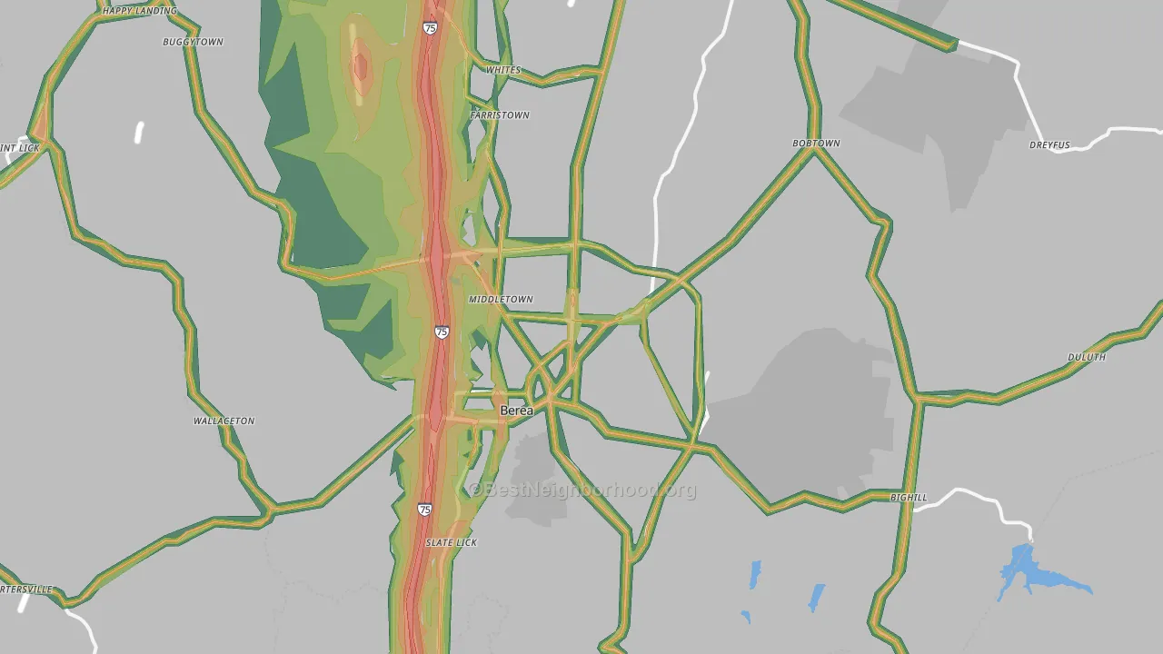 Berea, KY Map of Noise Levels in Berea