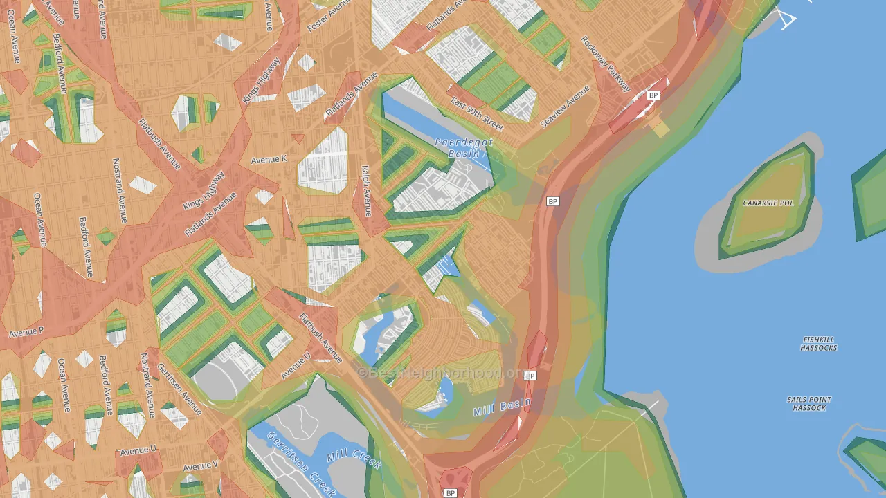 Bergen Beach, Brooklyn, NY Map of Noise Levels in Bergen Beach