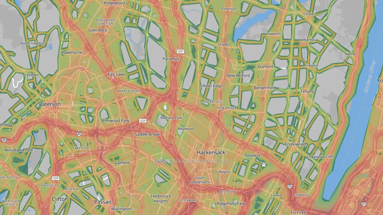 Bergen County, NJ Map of Noise Levels in Bergen County