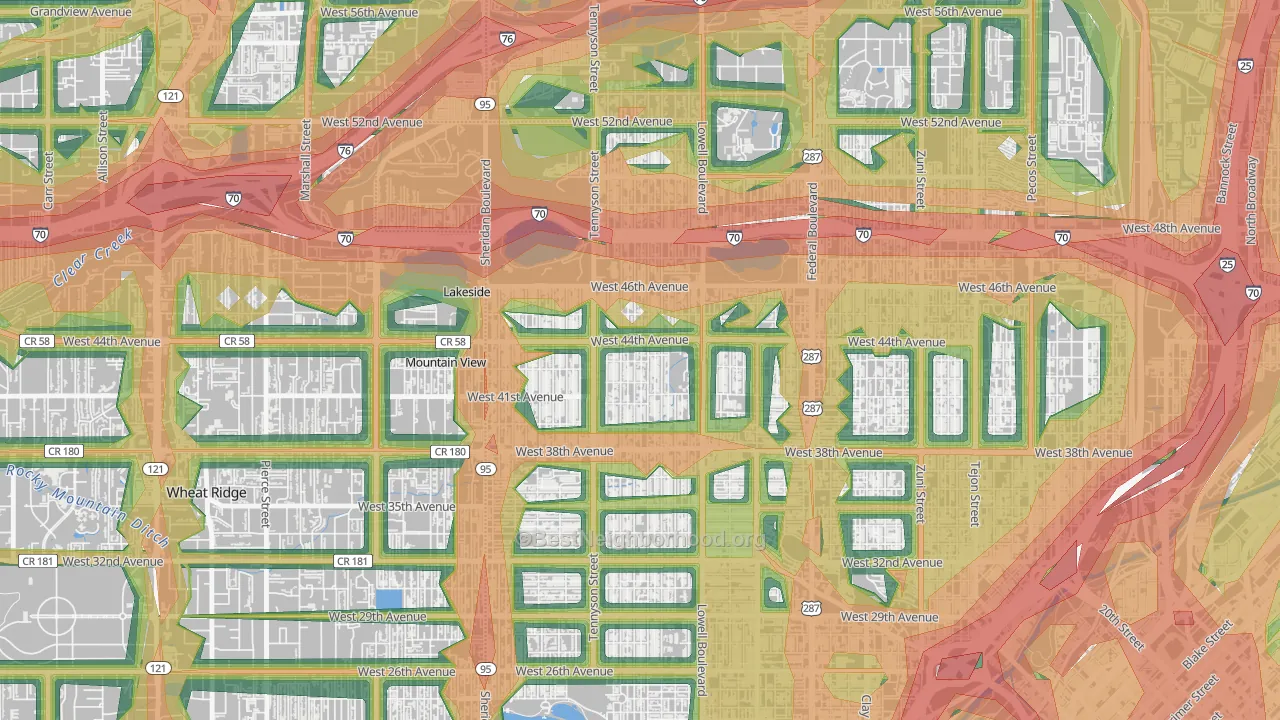 Berkeley, Denver, CO Map of Noise Levels in Berkeley