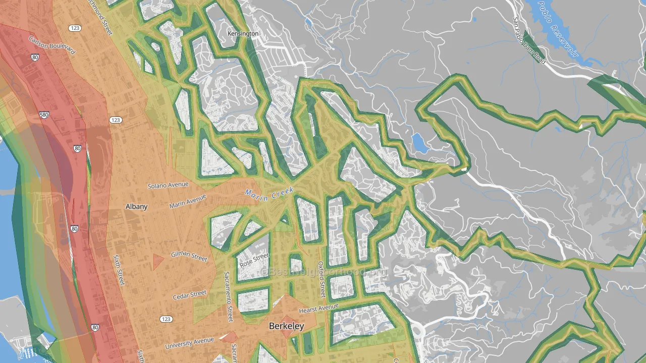 Berkeley Hills, Berkeley, CA Map of Noise Levels in Berkeley Hills