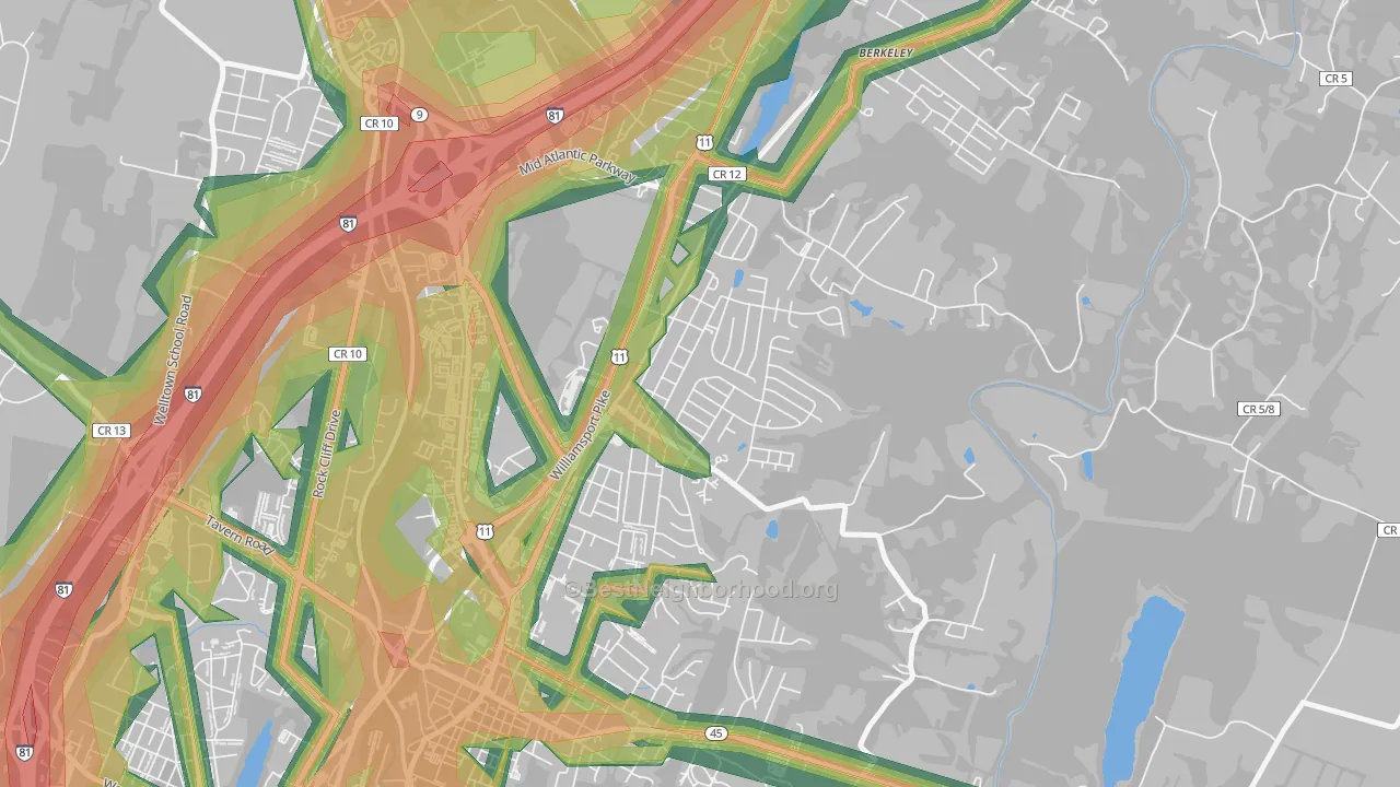Berkeley, Martinsburg, WV Map of Noise Levels in Berkeley
