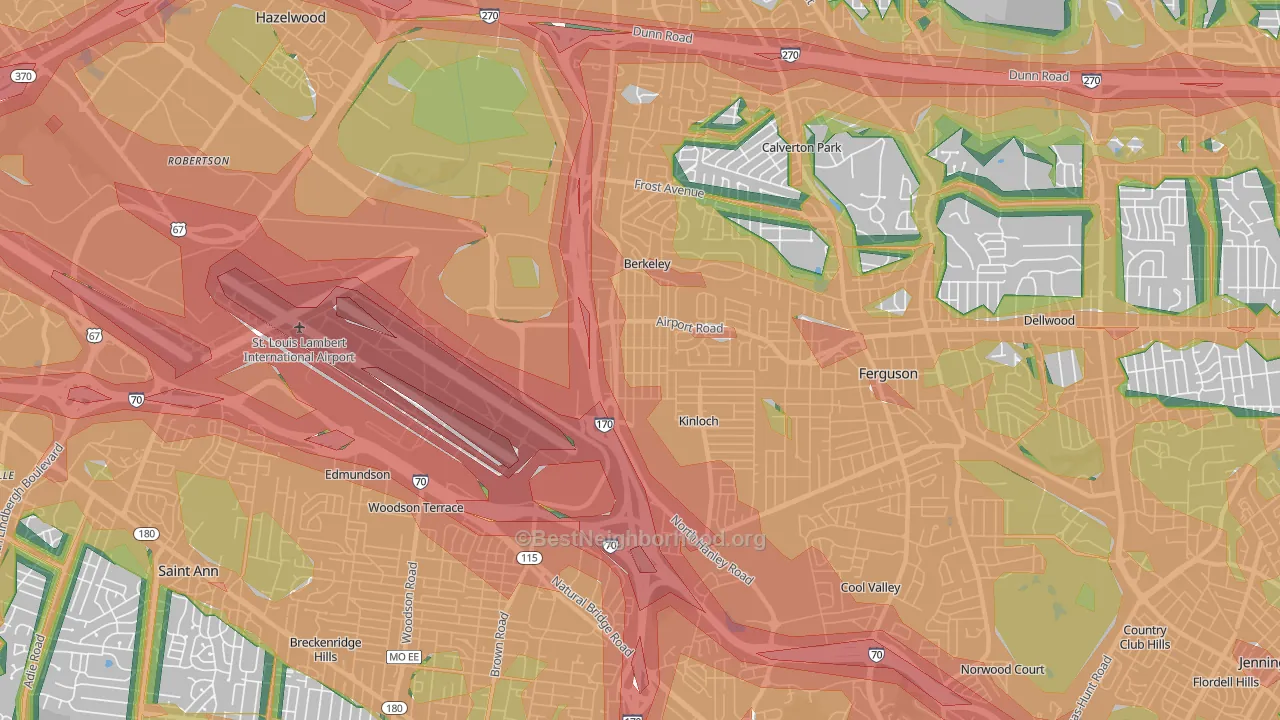 Berkeley, MO Map of Noise Levels in Berkeley