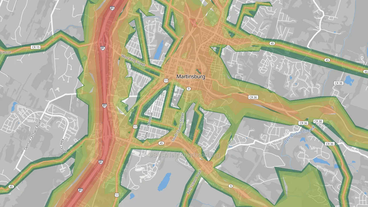 Berkeley Place, Martinsburg, WV Map of Noise Levels in Berkeley Place