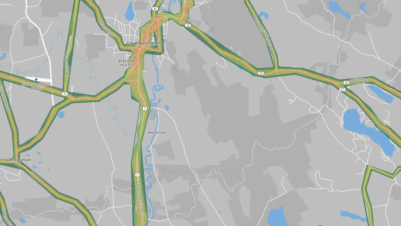 Berkshire Heights, MA Map of Noise Levels in Berkshire Heights
