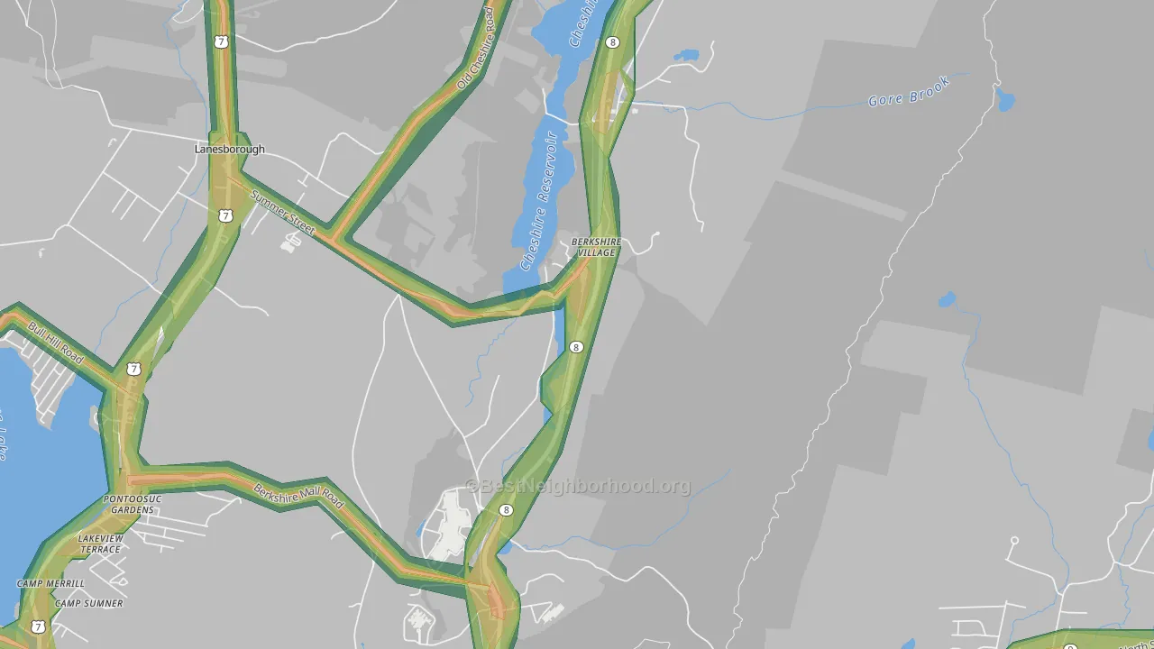Berkshire, MA Map of Noise Levels in Berkshire