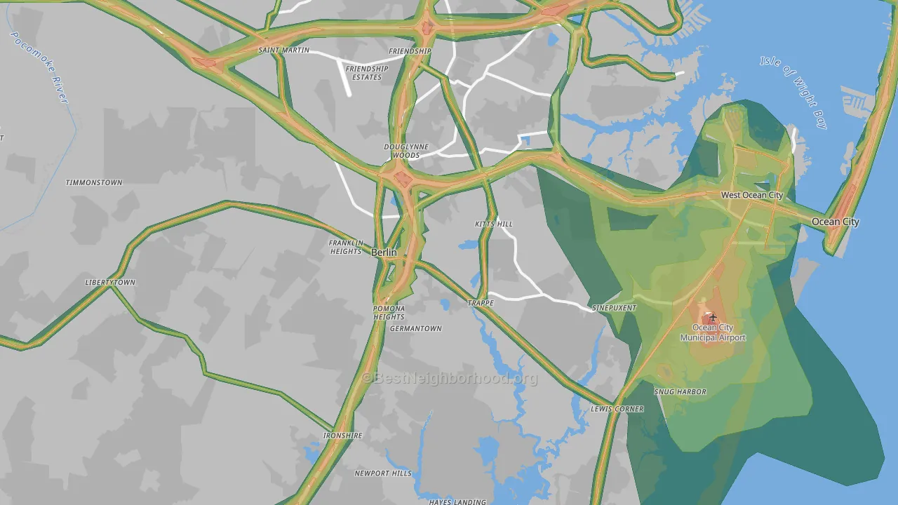 Berlin, MD Map of Noise Levels in Berlin