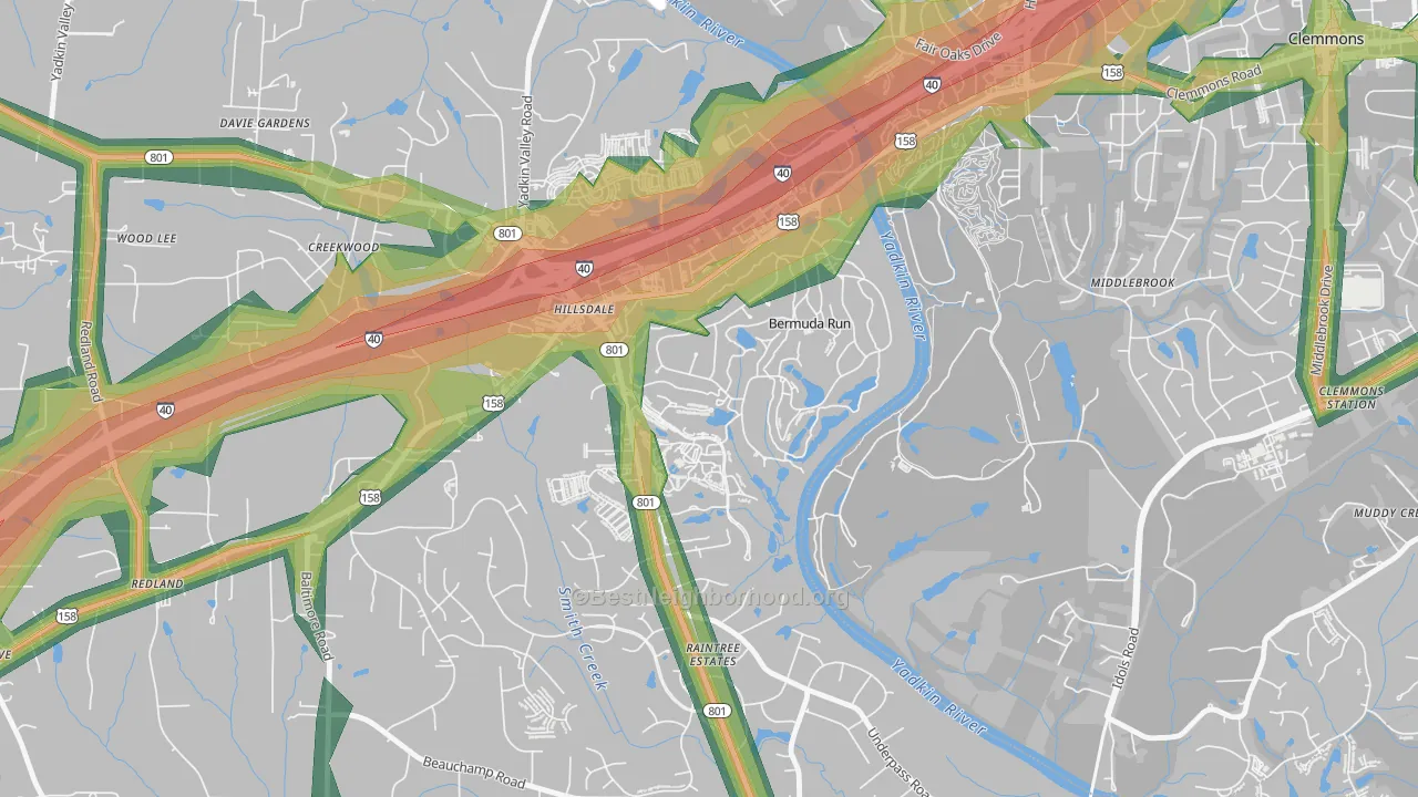 Bermuda Run, NC Map of Noise Levels in Bermuda Run