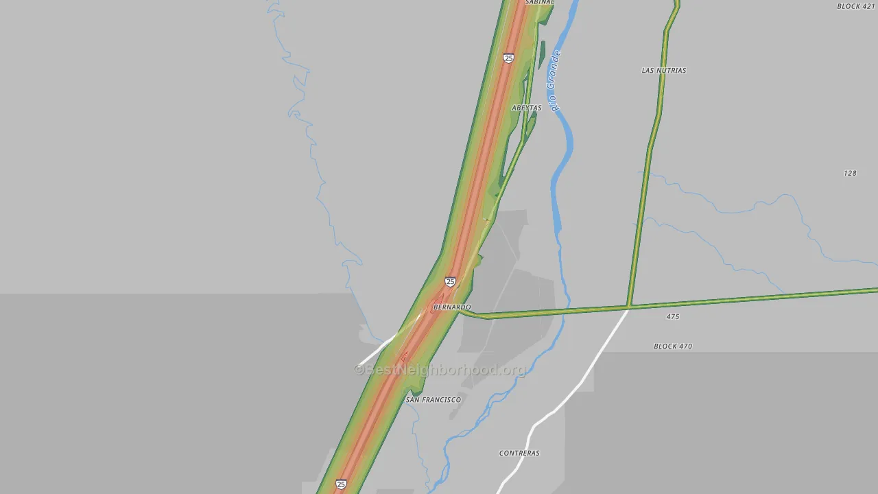 Bernardo, NM Map of Noise Levels in Bernardo