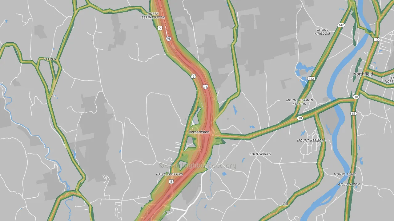 Bernardston, MA Map of Noise Levels in Bernardston