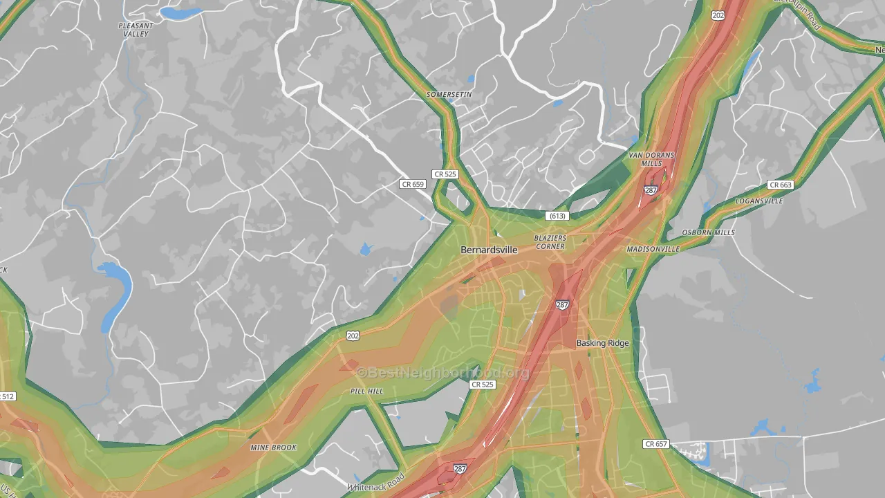 Bernardsville, NJ Map of Noise Levels in Bernardsville