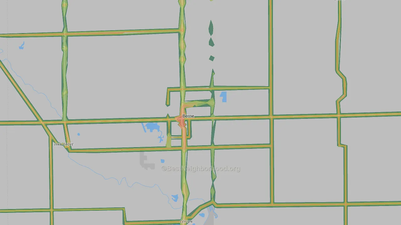 Berne, IN Map of Noise Levels in Berne