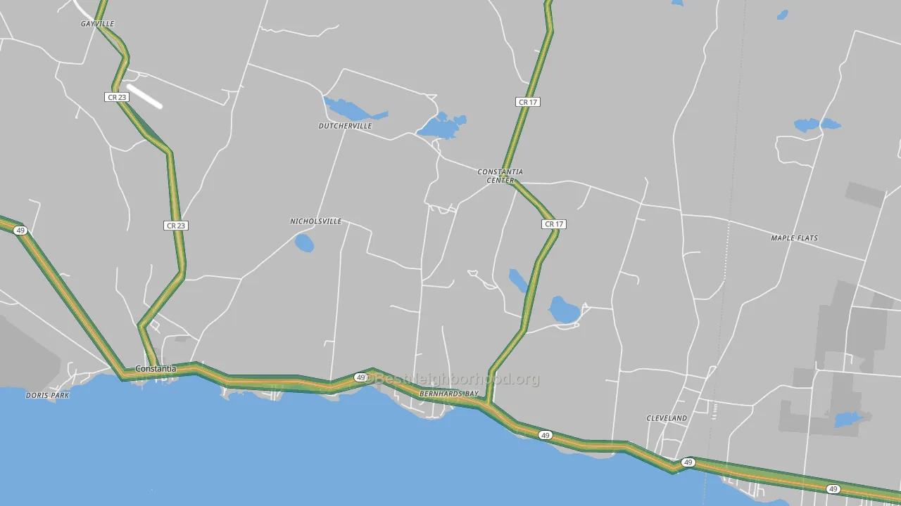 Bernhards Bay, NY Map of Noise Levels in Bernhards Bay