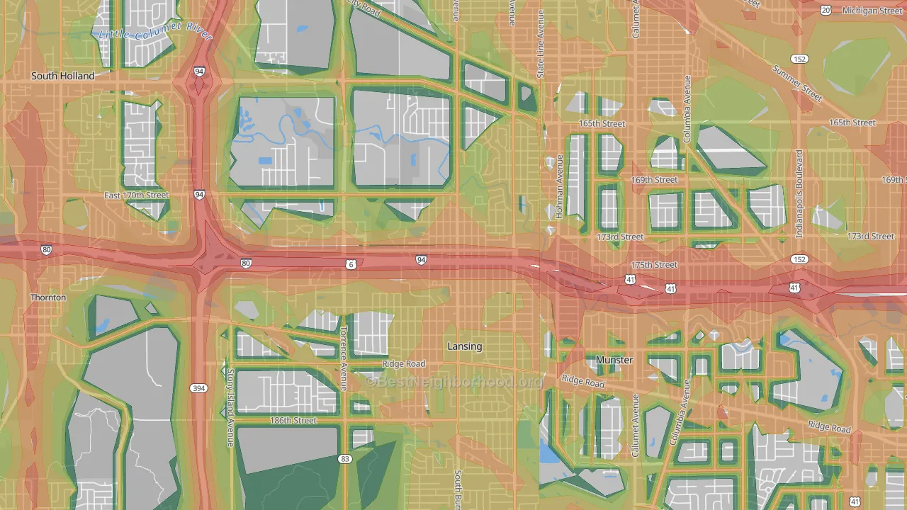Bernice, Lansing, IL Map of Noise Levels in Bernice