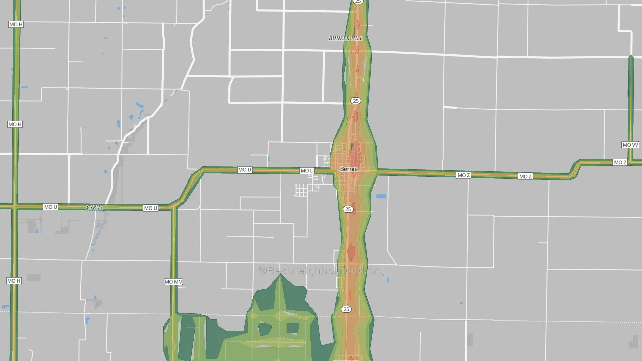 Bernie, MO Map of Noise Levels in Bernie